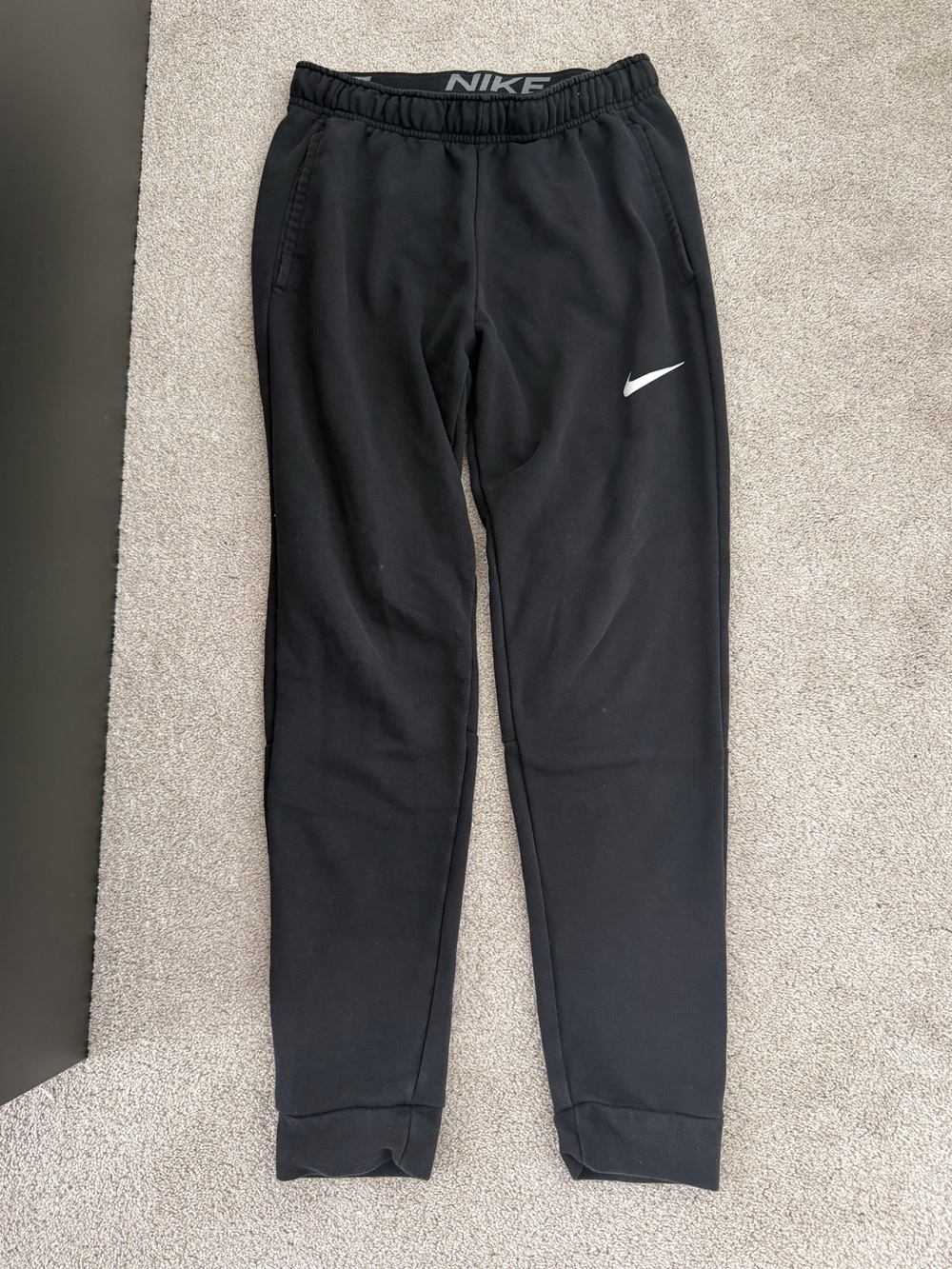 Nike Black Kids Jogger Sweatpants with White Swoosh